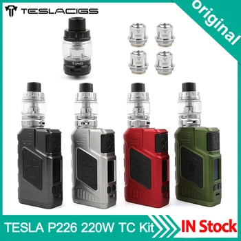 

E Cigarette Original Teslacigs TESLA P226 220W TC Kit With 4.5ml 0.18ohm Mesh Coil Tind Tank Vape Starter Kit For 510 Thread