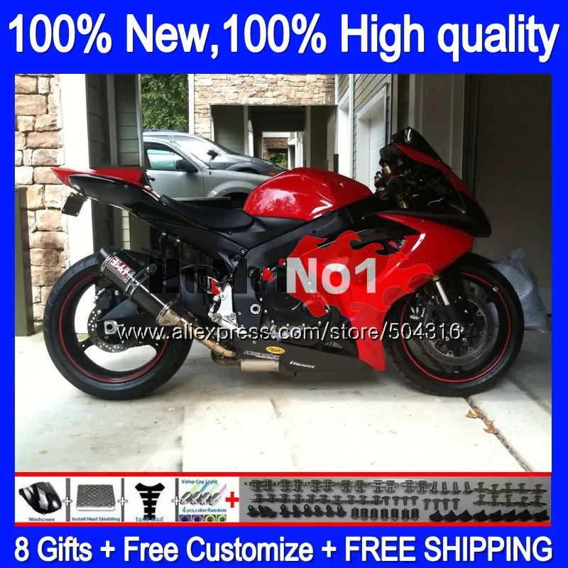 Корпус для SUZUKI GSX R600 GSX-R750 GSXR 600 750 CC 06 07 2006 2007 16MC. 81 GSXR-600 K6 GSXR600 GSXR750 06 07 обтекатель черный, красный