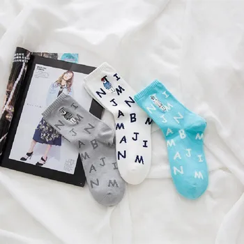 

Japanese style Women's Socks Letter Embroidery Bear Cotton Socks cute socks