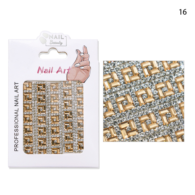 Luxurious Nail Crystal Chains NICE French Wide Lines AB Arbitrary Cut Charms Rhinestones Glass Belt Nail Art Gemchain 3D
