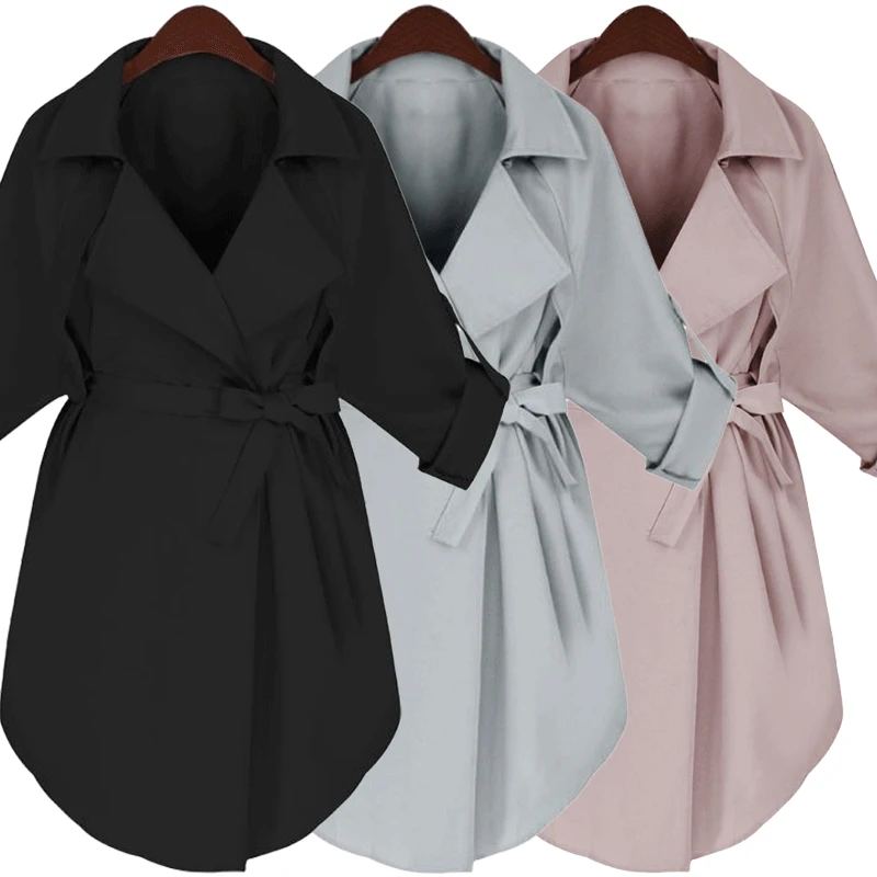 Autumn Winter Jacket European American Large-size Women's Suit Collar Jacket Long Windbreaker British Women's Clothing Jackets