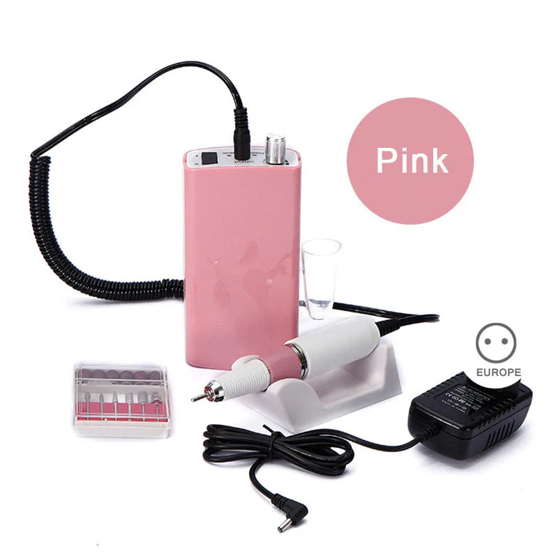 EU Plug Hot 30000 RPM Cordless Nail File Drill Kit Electric Manicure Pedicure Nail Art Tools CNT 66 - Цвет: EU Plug