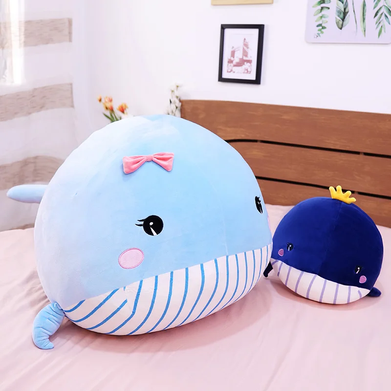 Big Size Whale Pillow Plush Stuffed Sea Toys King of Ocean Sleeping Back Cushion Holiday Present Dolls