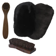 Деревянный конский волос щетки для обуви и полировщик из искусственного меха перчаточный коврик набор для путешествий