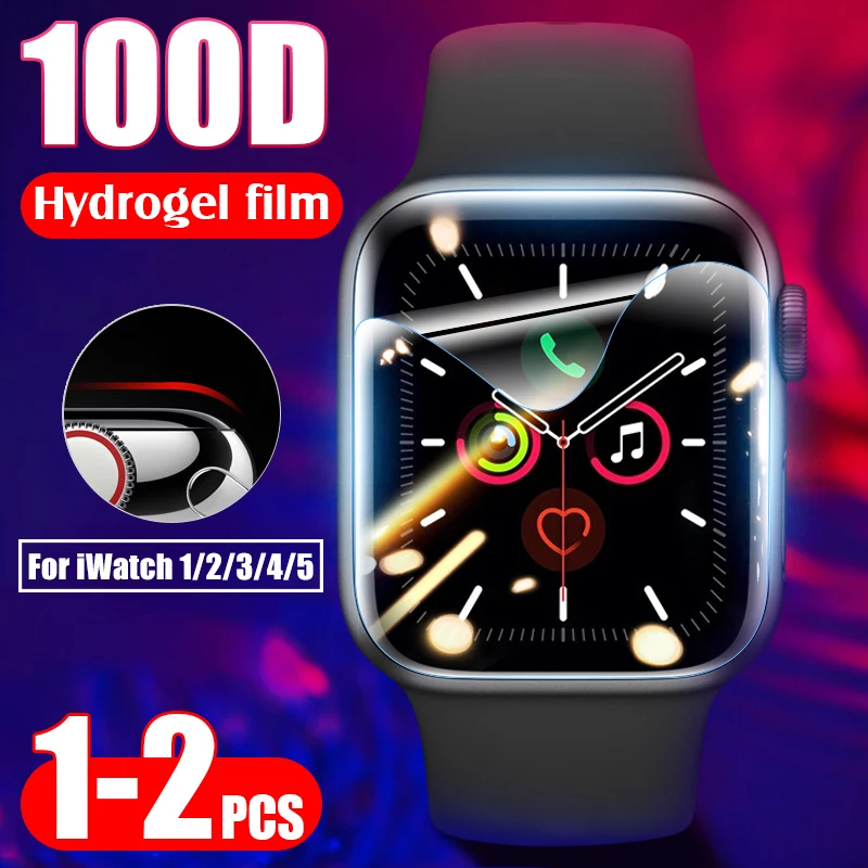 100D изогнутая Защитная пленка для Apple Watch 4 3 2 1 Гидрогелевая 38 мм 40 42 44 без стекла |