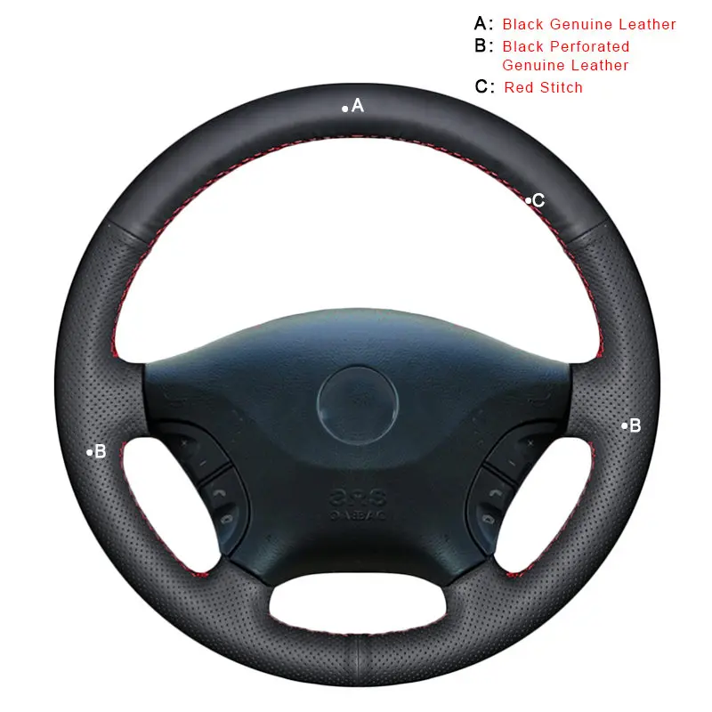 Авто оплетка на руль для Mercedes Benz W639 Viano 2006-2011 Vito 2010- Volkswagen VW Crafter DIY автомобильный чехол - Название цвета: Genuine Leather