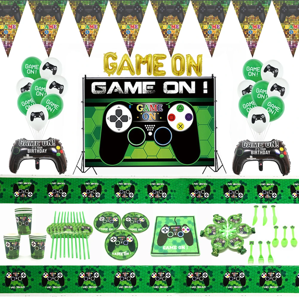 Disposable Tableware Set Video Games | Birthday Tablecloth Video Games -  Party - Aliexpress