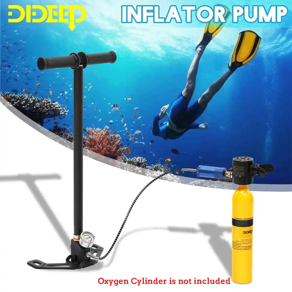 DIDEEP система для дайвинга 1Л/0.5л кислородный баллон для дайвинга воздушный резервуар для дайвинга респираторный набор для подводного плавания дыхательное оборудование - Color: only pump