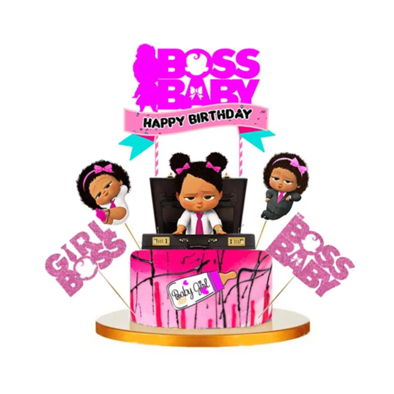 Lovely Girl Boss Happy Birthday Cake Topper Cute Baby Boy Cupcake Toppers Kids Birthday Party Cake Decorations Baby Shower cake topper cake toppers