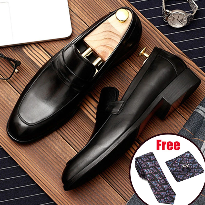 black genuine leather shoes mens