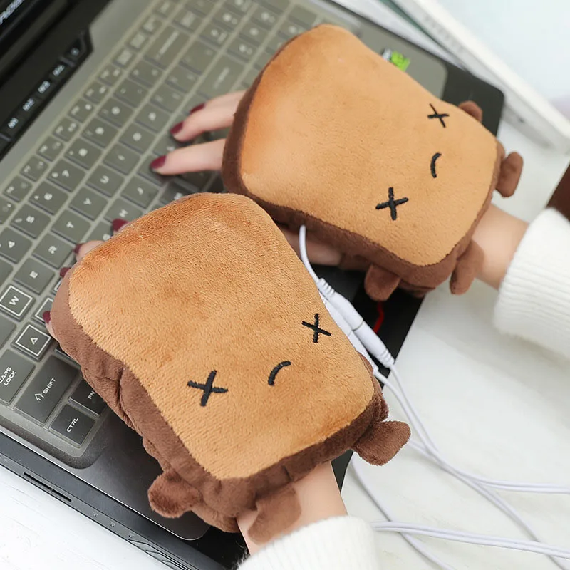 1 пара, USB грелки для рук, теплые перчатки для рук, зимние перчатки без пальцев, рождественский подарок, распродажа