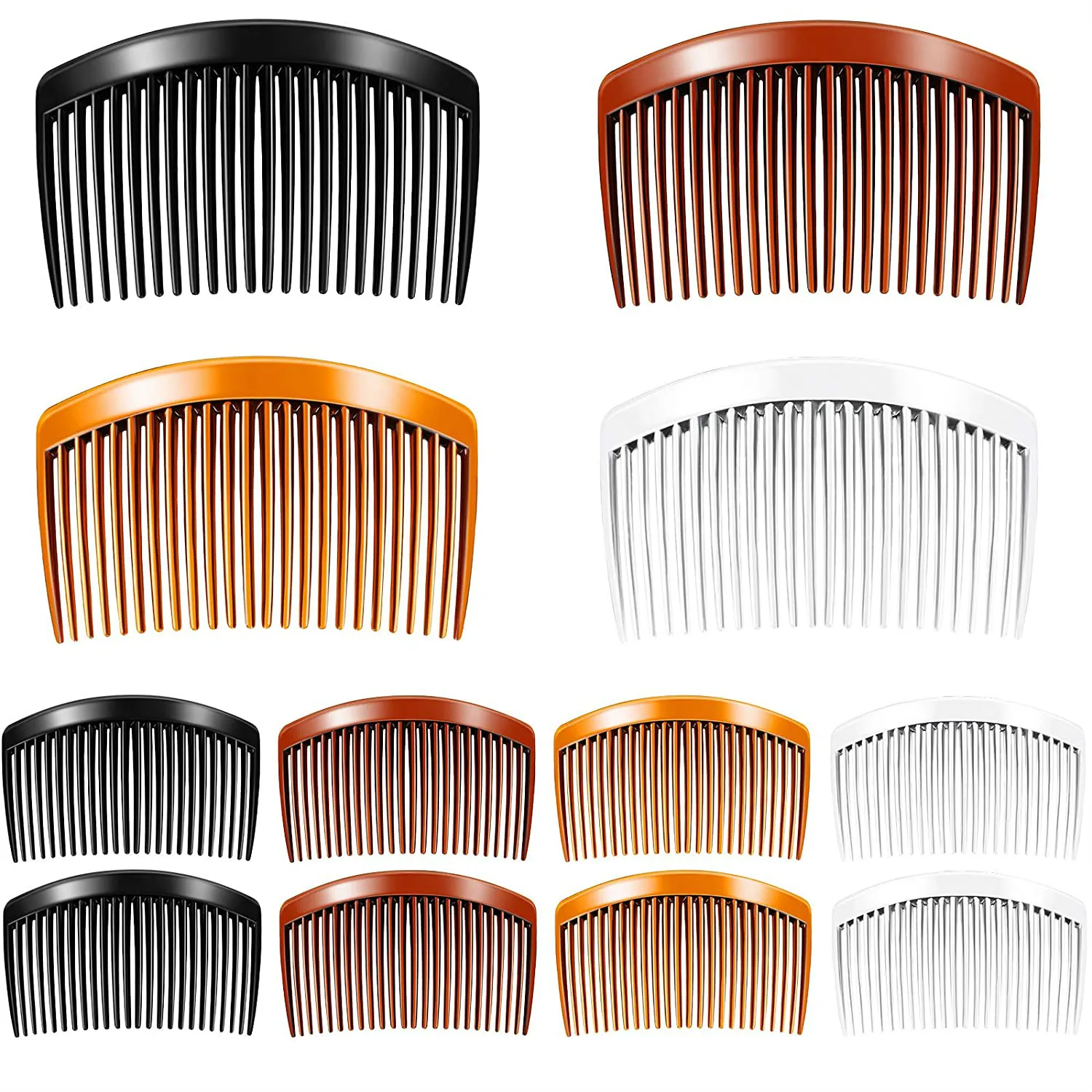 12pcs Plastic Side Hair Twist Comb French Twist Comb Hair Clips With Teeth For Fine Hair Accessories Women Girls, (23 Teeth)