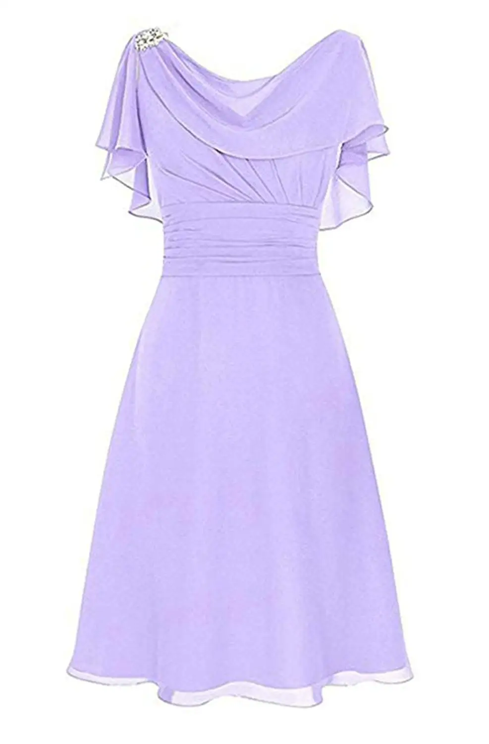 Новое поступление элегантное бирюзовое платье для матери невесты с короткими рукавами, расшитое бисером женское вечернее платье из шифона, короткое вечернее платье - Цвет: Lilac