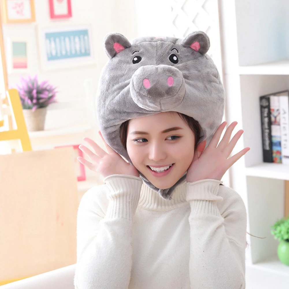 Японская милая плюшевая шапка со Свинкой для девочек, регулируемый головной убор с ушной головкой, теплая фотография, косплей реквизит 28 × 30 см, Новинка