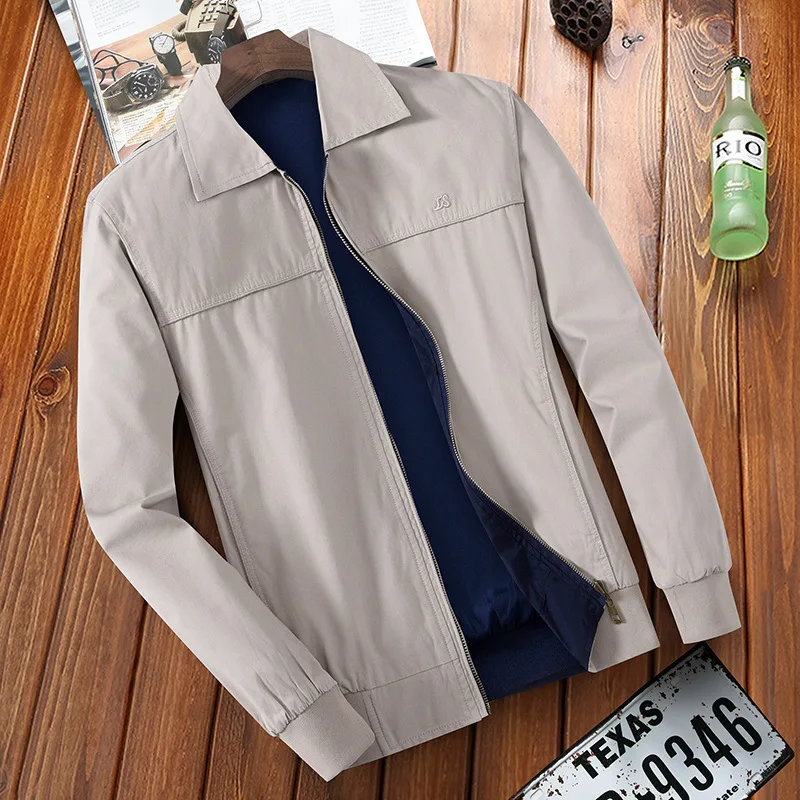 100% Cotton Lapel Jacket Men 2022 Spring New Solid Casual Jacket Overcoat