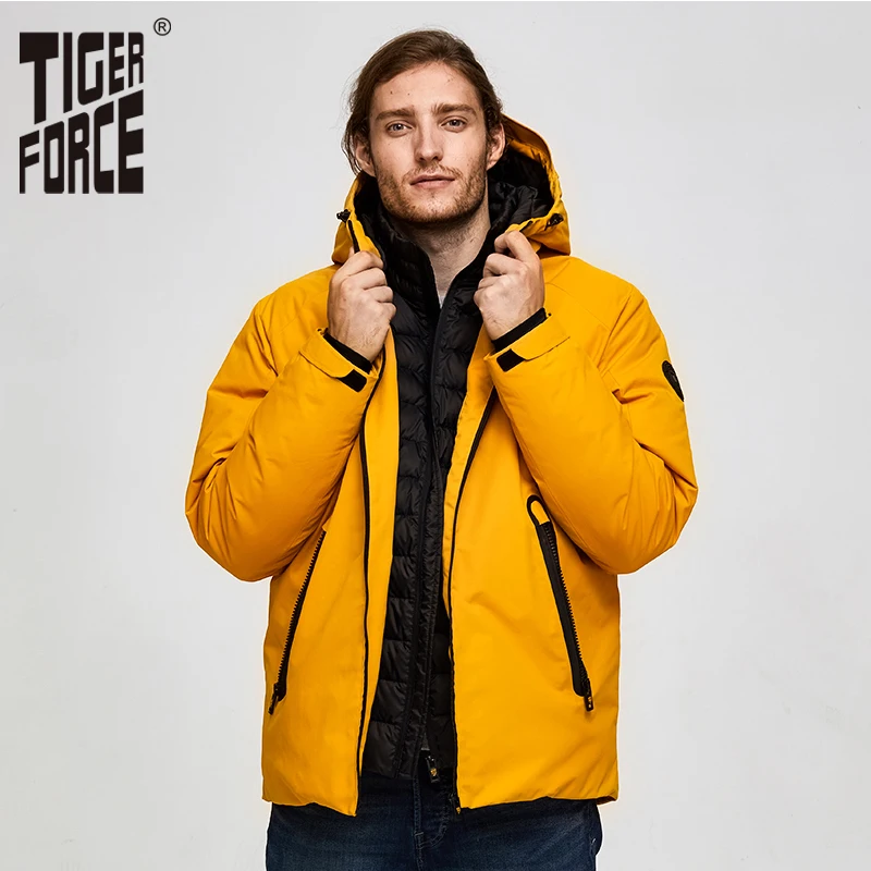 Skup Tiger Force Oversize męska kurtka zimowa narciarska kurtka sportowa dla mężczyzn wodoodporna kurtka narciarska fałszywe dwie kurtki z kapturem męski płaszcz ocieplany