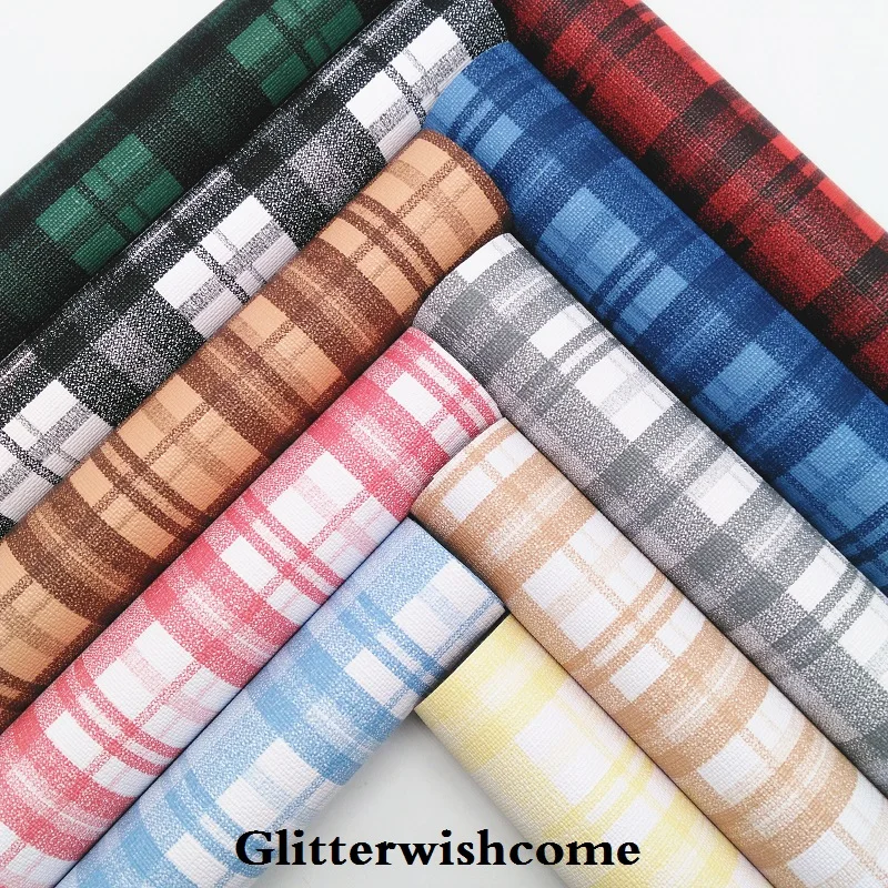 Glitterwishcome 21X29CM A4 Size Vinyl For Bows Printed Plaids Tartan Leather Fabirc Faux Sheets for GM5069A | Дом и сад