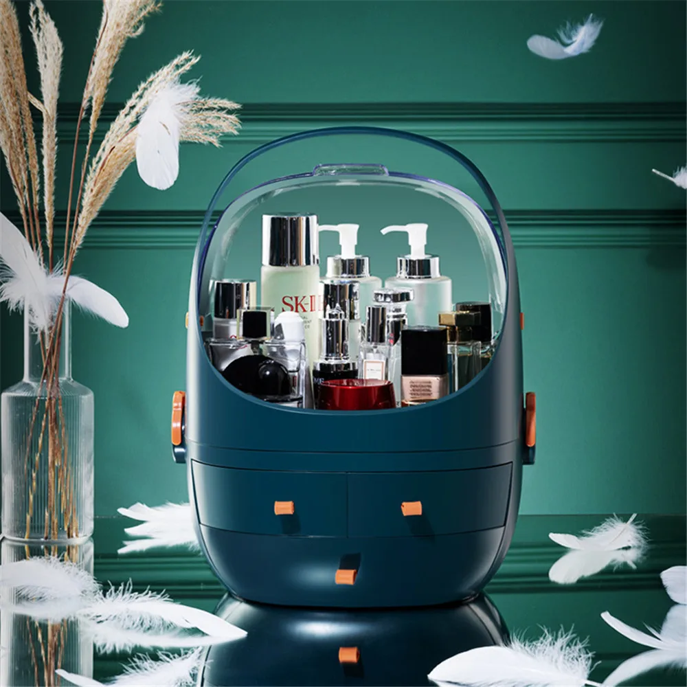 

Портативный ящик для хранения косметики, шкатулка для ювелирных изделий, настольный органайзер для косметики, пылезащитный водонепроницаемый ящик для косметики, стойка для хранения, контейнер