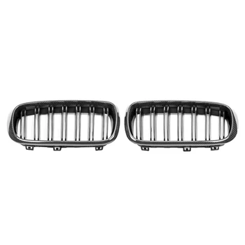 

Real Carbon Fiber Front Bumper Dual Line Kidney Grill Grille for-BMW F15 X5 / F85 X5M / F16 X6 / F86 X6M 2014-2018