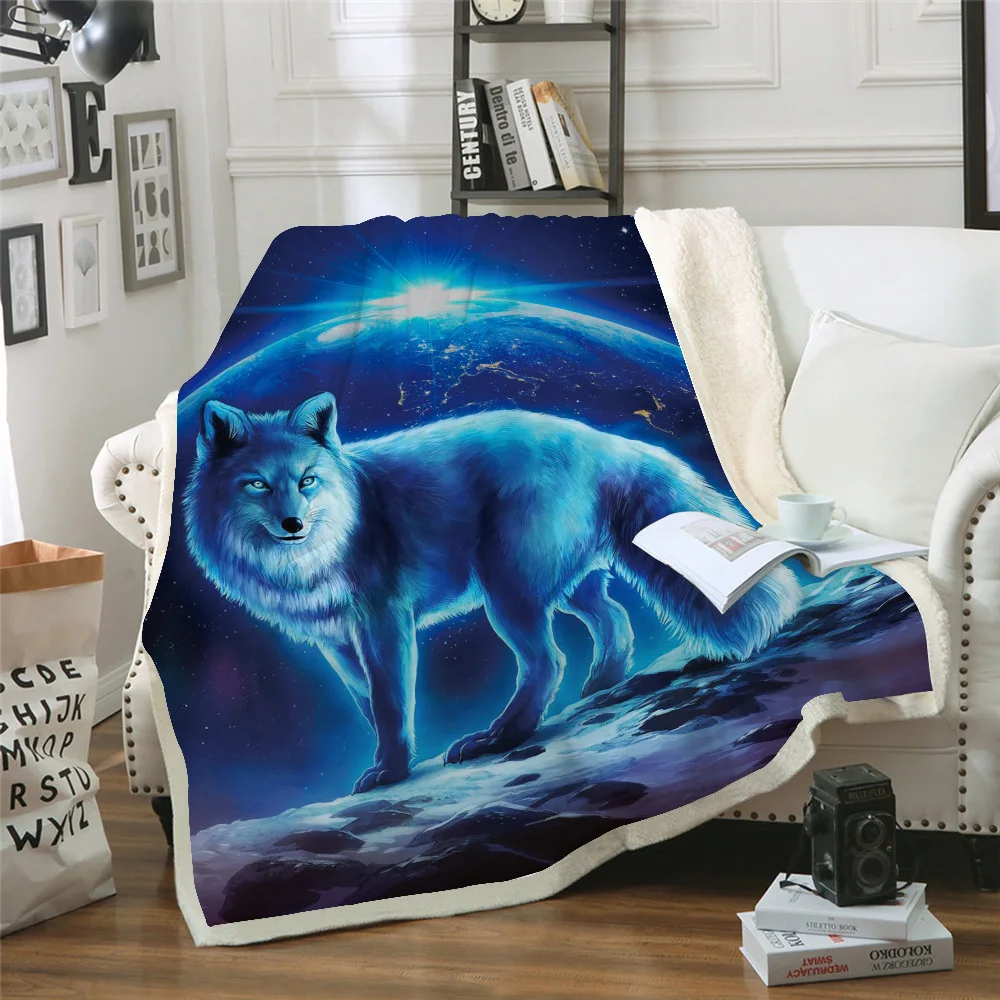 Одеяло для просмотра фильмов Аниме Синий Волк Принт двойной бархат домашний диван шерпа одеяло для кровати теплое Флисовое одеяло для кемпинга одеяло - Цвет: picture color