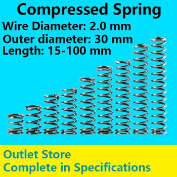 

Compressed Spring Pressure Spring Retruen Spring Line Diameter 2.0mm, External diameter 30mm, Length 15mm-50mm Spot Goods