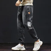 

ICCLEK 2021 Autumn/winter New Style Small-footed Jeans Men's Loose-fitting Washed Trousers Fashion Casual Pants Mens Jeans