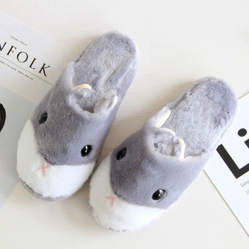 Hamsters Plush Slippers Cuddly Cartoon Animals Mouse Pink Brown Grey Indoor Floor Bath Shoes Women Men Couple Lovers Gift