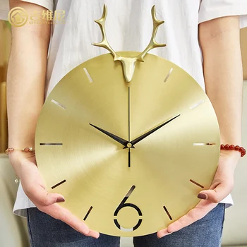 

Nordic Metal Wall Clock Deer Abstract Luxury Gold Wall Clock Creative Mute Relol Para Casa Home Decor Modern Design DD50WC