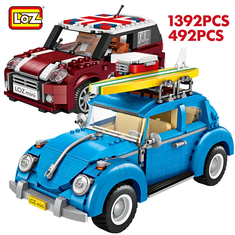 

Mini Building Blocks Technic Vehicle Assemable Educational Toys for Children Beetle Creatored Police Classic Cars Bricks Toys