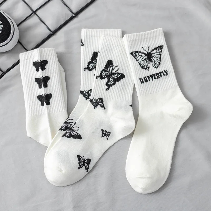 sockwell compression socks Women's socks Korea funny socks long socks black cool socks Harajuku hip-hop cotton skateboard socks women new trend Daisy socks fluffy socks