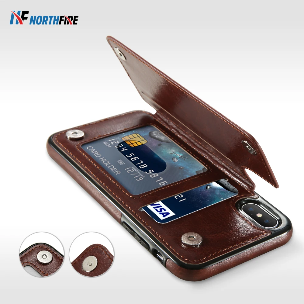 

NORTHFIRE Luxury Flip Leather Wallet Case For iPhone X/XSMAX/XR/XS Funda Card Slots Phone Bag Cover For iPhone 5/6/7/8Plus Coque