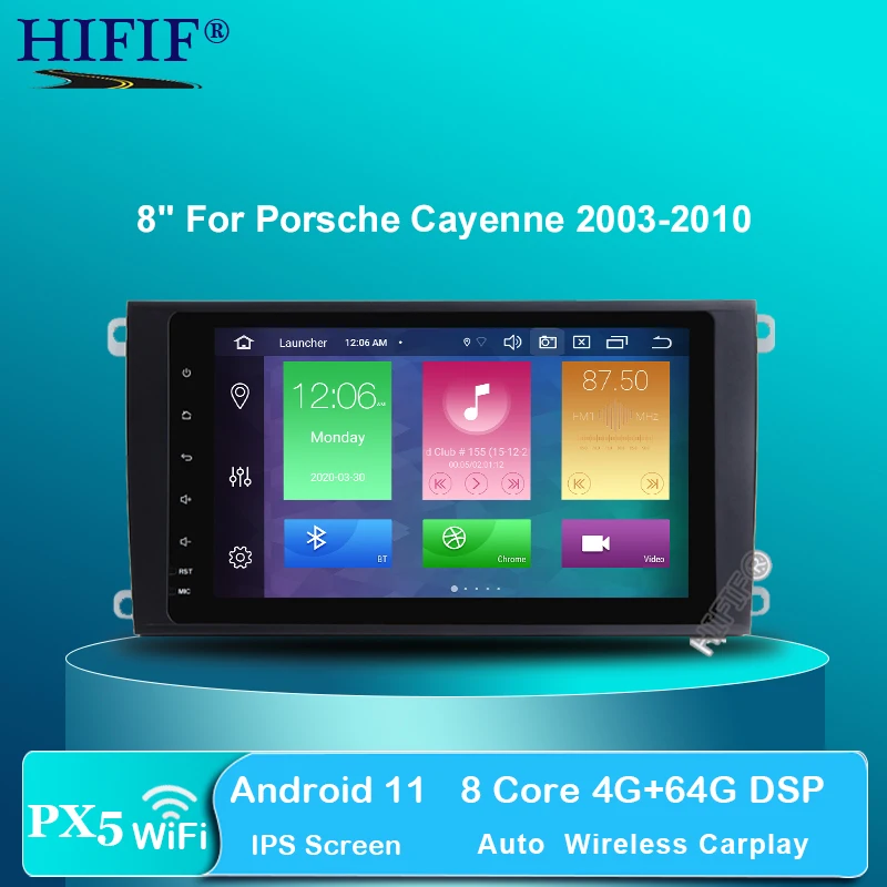 

DSP Android 10 Car Radio for Porsche Cayenne 2003 2004 2005 2006 2007 2008 2009 2010 With Octa Core Bluetooth GPS Radio RDS 4G