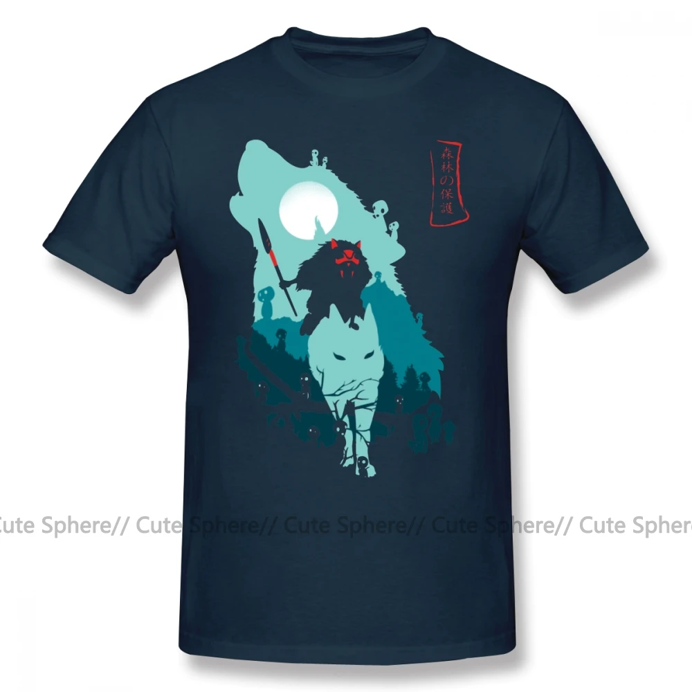 Mononoke футболка Принцесса Мононоке футболка классическая мужская футболка принт короткий рукав XXX 100 хлопок забавная футболка - Цвет: Navy Blue