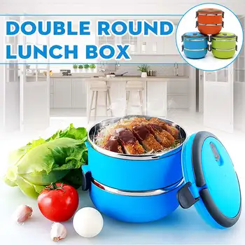 

Portable Healthy Material Lunch Box 2 Layer Stainless Steel Bento Boxes Microwave Dinnerware Food Storage Container Foodbox