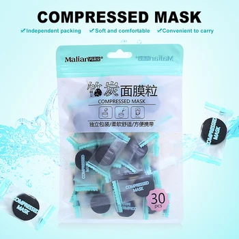 

30 Pcs/Bag Black DIY Whitening Mask Sheet Compressed Mask Paper Facial Natural Bamboo Charcoal Mask Paper Face Care TSLM1