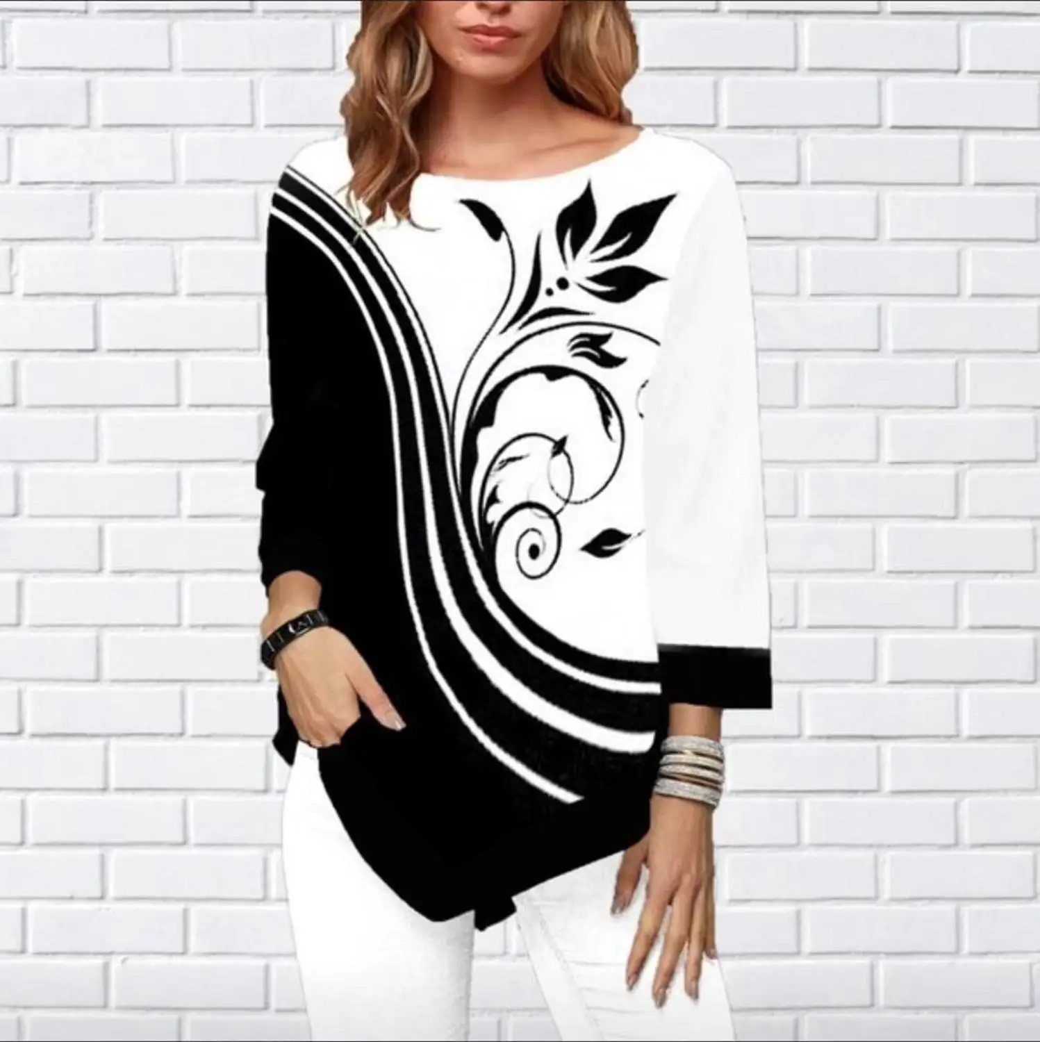 black and white ladies tops