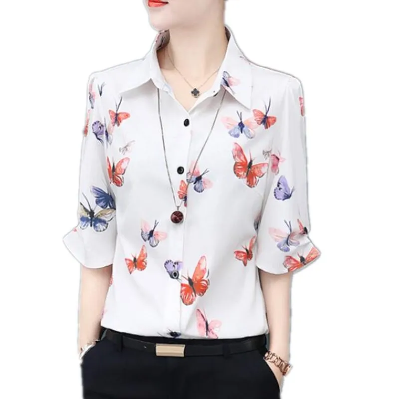 Женская шифоновая блузка с коротким рукавом модель j478 2020 | одежда
