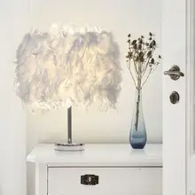 Pluma romántica lámpara de mesa Vintag LED luz de noche escritorio decoración de cama para hogar