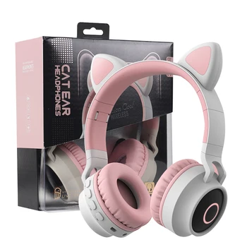

LED Cat Ear Noise Cancelling Wireless headphones Bluetooth Earphone HIFI Stereo Bass Gaming Headsets Adjustable Support TF Card