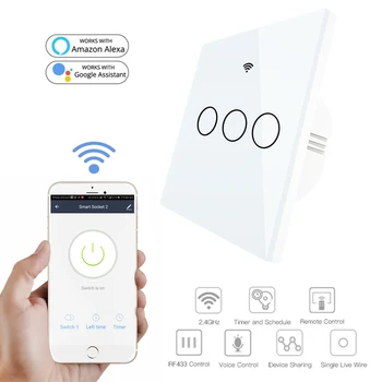 

Single Fire Version 86 Type Wifi Smart Wall Switch Tuya Smart Switch WiFi + RF433 Control Smart Home Panel For Alexa/Google Home