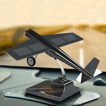 

Styling Self Adhesive Rotating Dashboard Decoration Car Ornament Mini Solar Energy Non Slip Zinc Alloy Aircraft Model Desktop