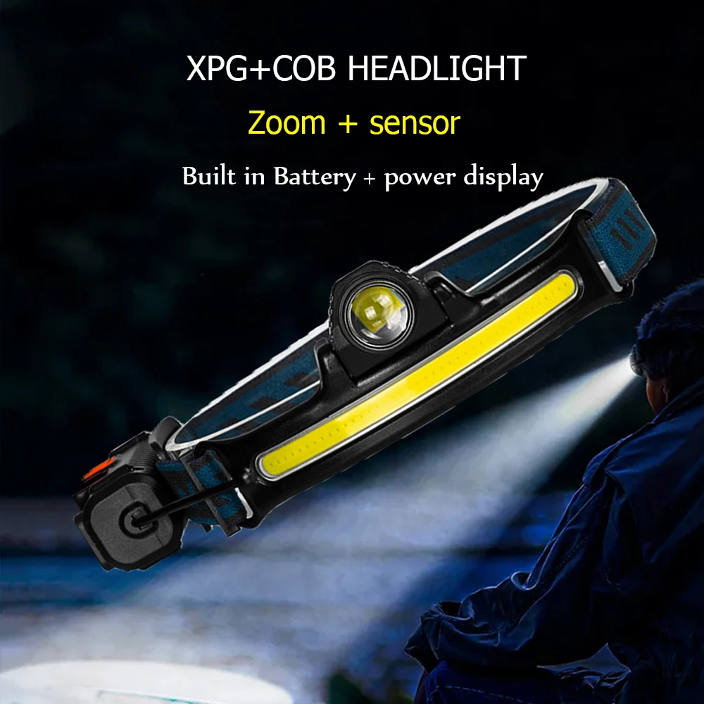 Fdit lampe frontale rechargeable à LED Lampe frontale détachable lampe de poche lumière dure 4
