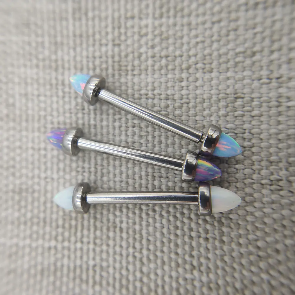 1pcs 14g Impant Grade Titanium Internal Thread Nipple Barbell Opal Cone Ball Piercing Rings