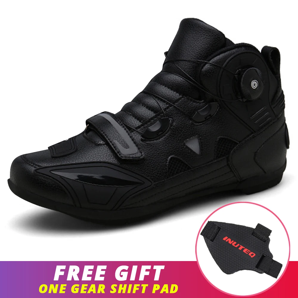 Buen trato Botas negras para motocicleta zapatos para Motocross hombres botas para motocicleta montar motociclista de carreras de helicóptero Moto soportar gira botas dmx5MDxWXOQ