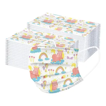 

50pcs a box Children's Cartoon Disposable Mask 3 Layer Child Kids Filter Hygiene Thicken Face Mouth Mask Earloop Fast Delievry