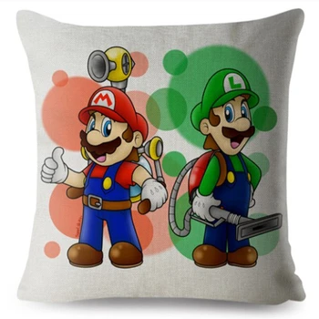 

Classic Game Cartoon Super Mario Throw Pillow Cover 45*45cm Cushion Covers Linen Pillow Case Car Sofa Home Decor Pillows Cases