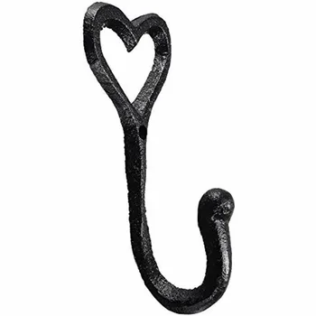 

Heart Shape Holder Coat Storage Vintage Bedroom Hook Decorative Home Black Hat Iron Wall Mounted Hanger Door