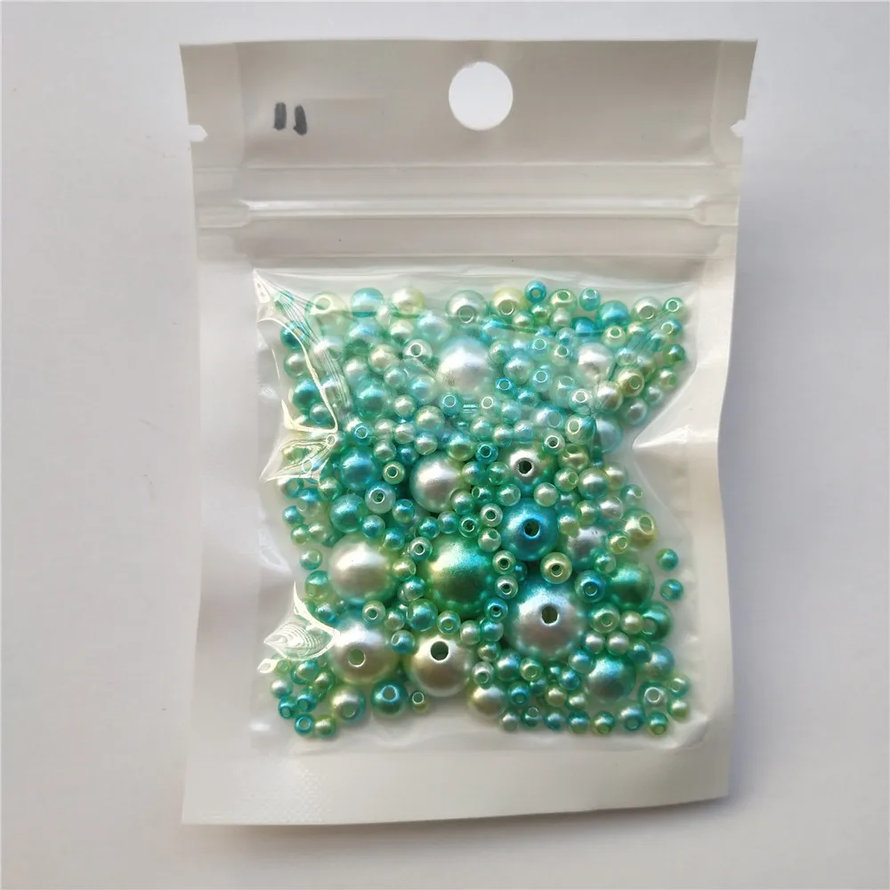 250Pcs Mix Size 3-12mm Beads with Hole Colorful Pearls Round Acrylic Imitation Pearl Beads DIY for Jewelry Making Accessories