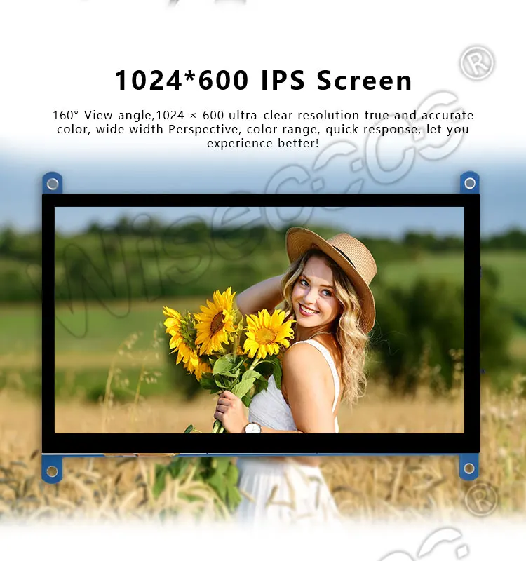 Raspberry pi сенсорный монитор 7 дюймов 1024x600 ips дисплей с hdmi драйвер платы с 5 точечным сенсорным экраном