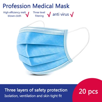 

Disposable Masks Anti Virus Protective Mask Mouth Face Mask Level 99.9% Filtration Mouth Cover Dust Masks